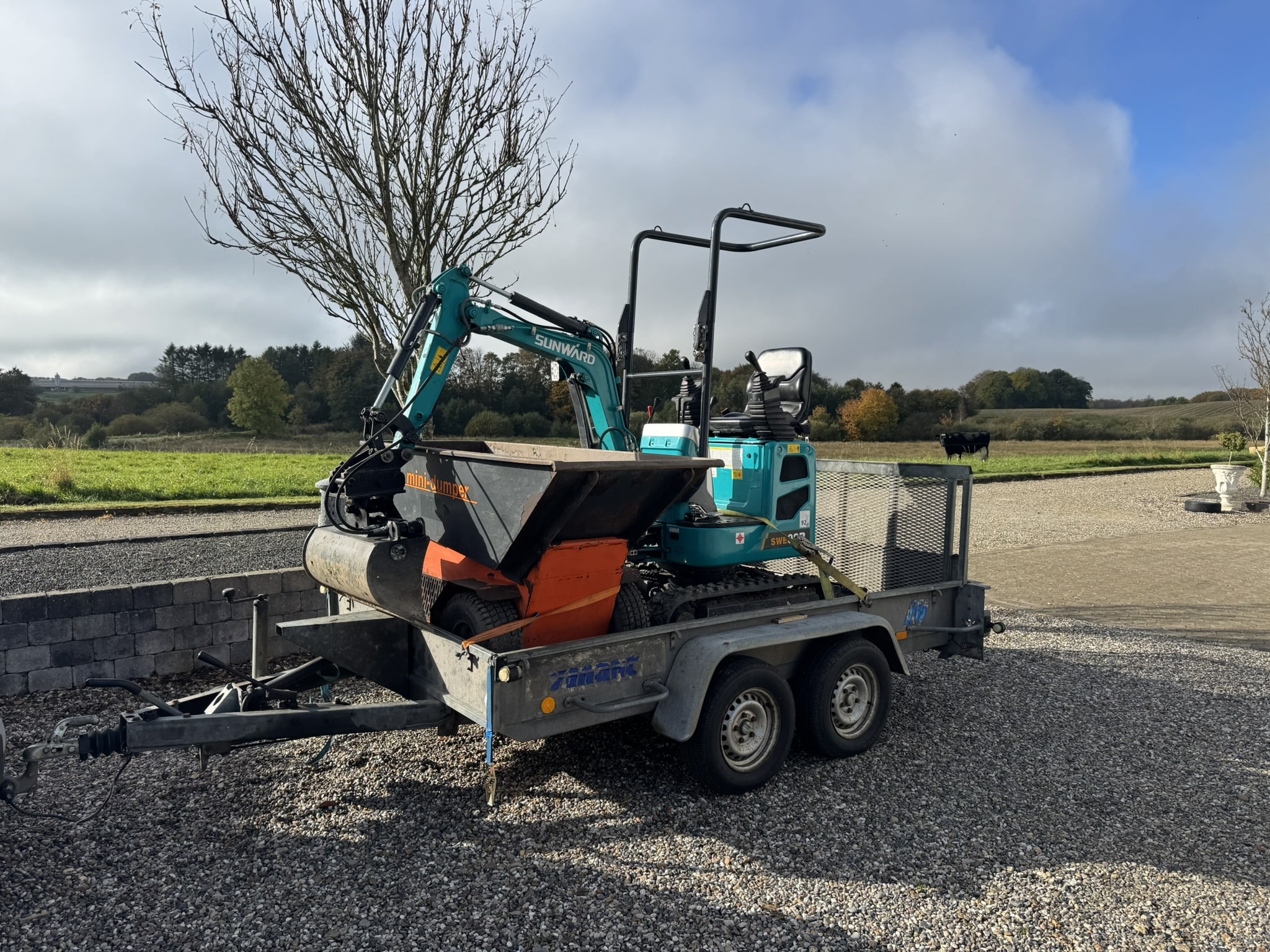 2t trailer motorbør og graver